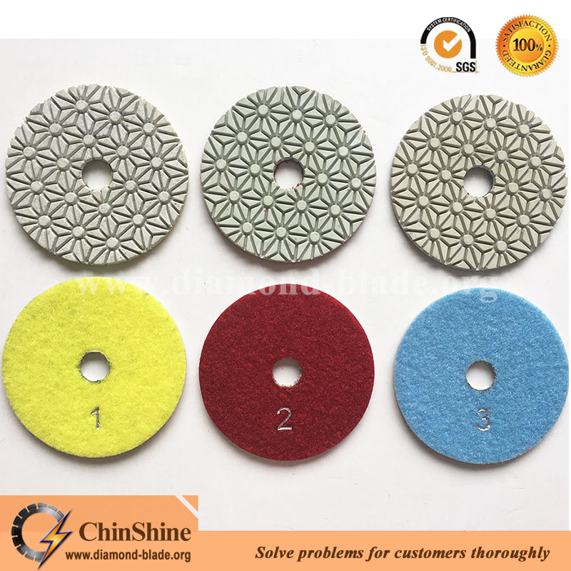 flower type 3 step wet polishing pads for engineered stone and quartz